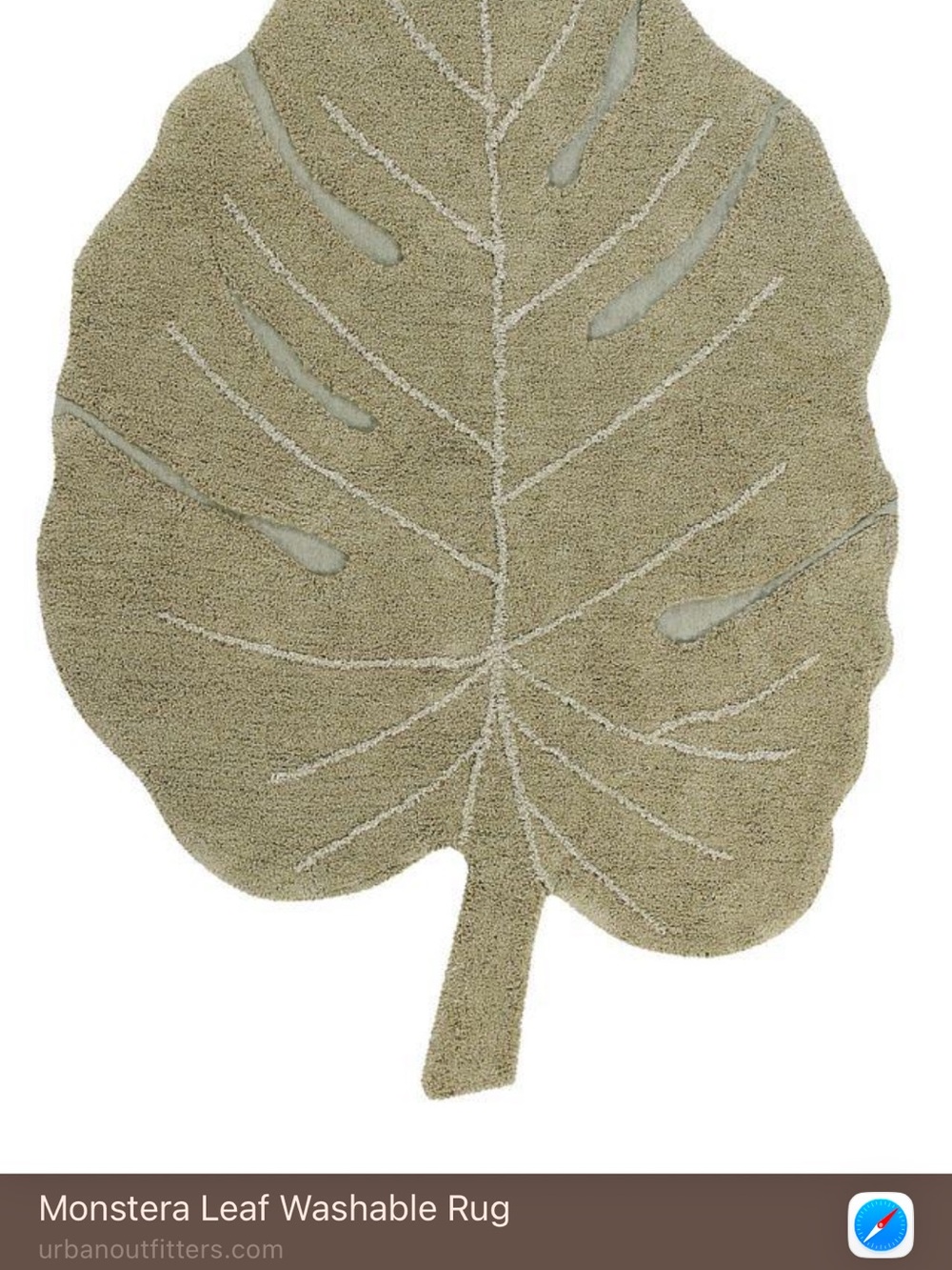 Lorena Canals washable Leaf-Shape Bath Rug in Sage Green